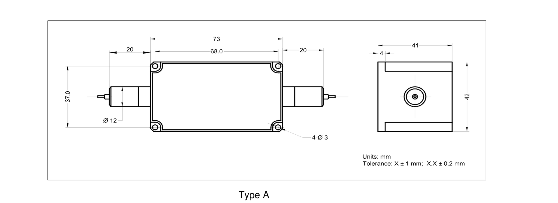 HPMI-1030 package dimensions (Type A)